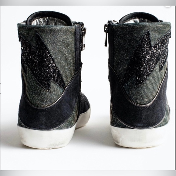 Zadig & Voltaire High Flash Shift Sparkle Leather Sneakers High Tops Sz 39 NWOB - Picture 15 of 15